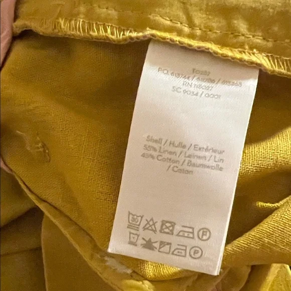 Boden Mustard Tie-Waist Cotton and Linen Pants - Picture 6 of 7